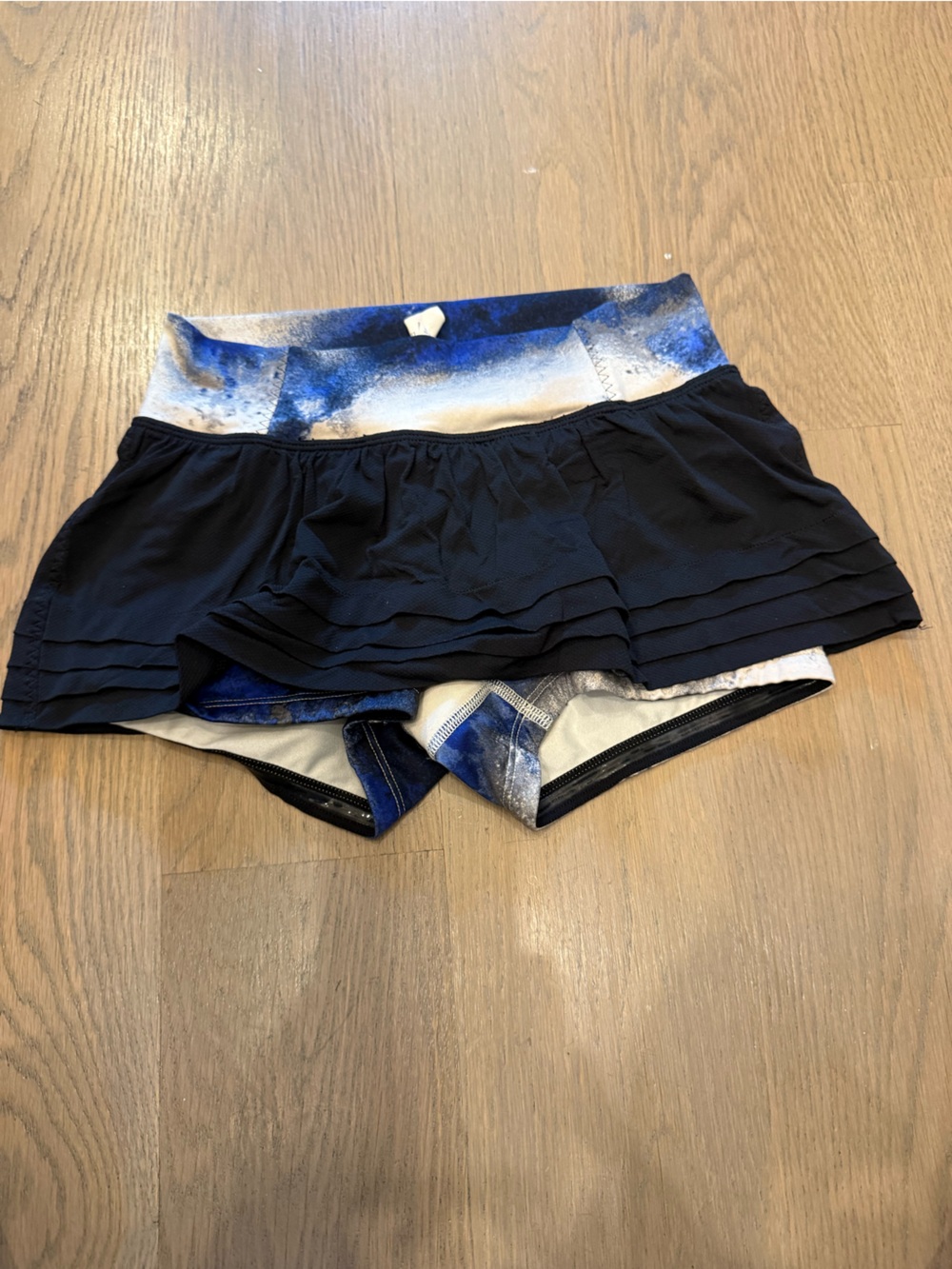 lululemon athletica Black Skort with Blue and White Printed Waistband